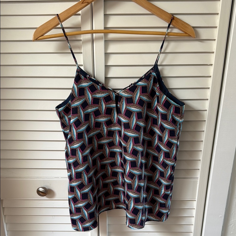 Cooper & Ella Patterned Navy Blue Pink White Tank Top Camisole M